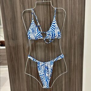 Skatie Blue and White Zebra Bikini